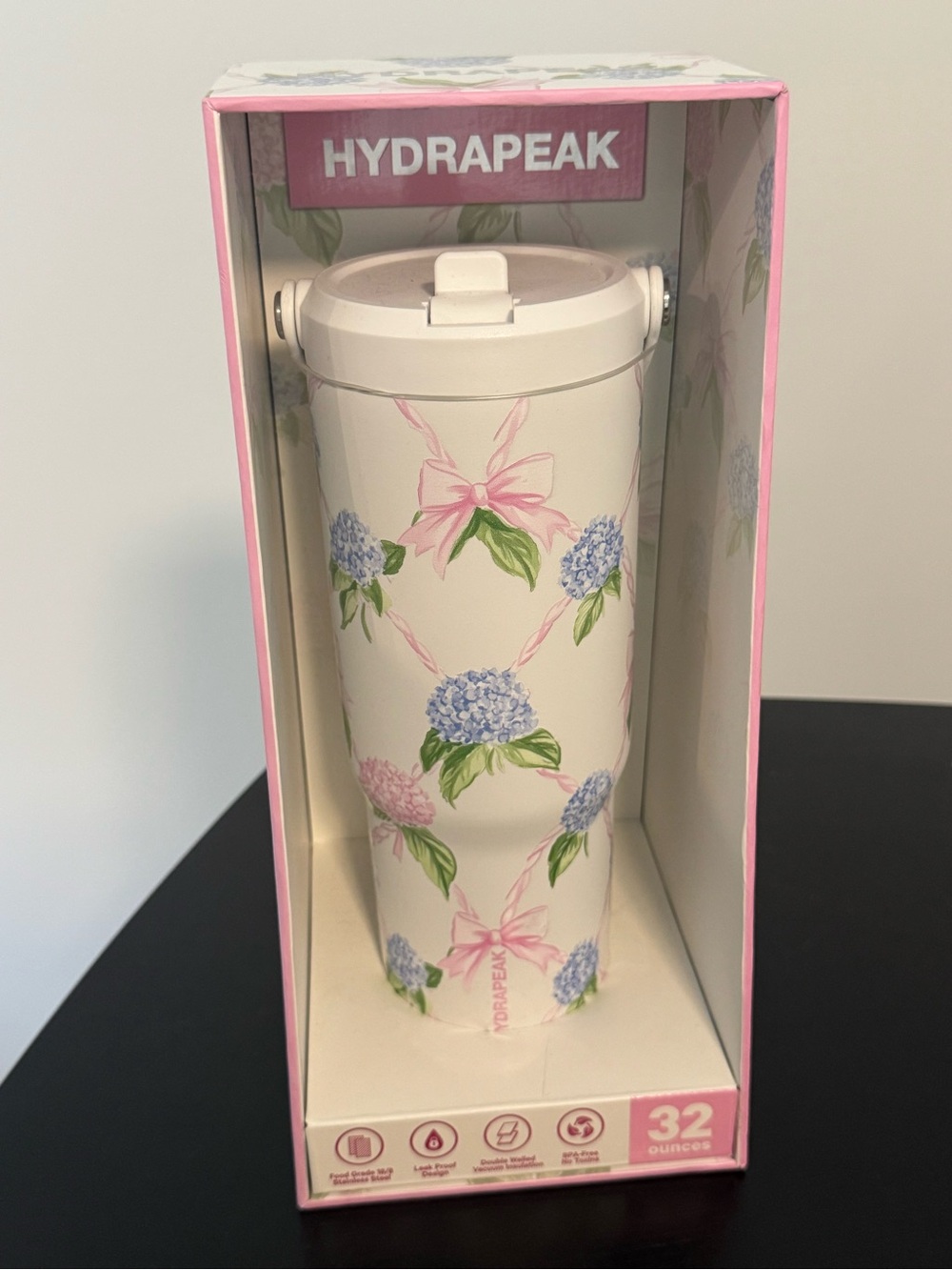 Hydrapeak Nomad 32oz Tumbler – Pink Floral Hydrangea